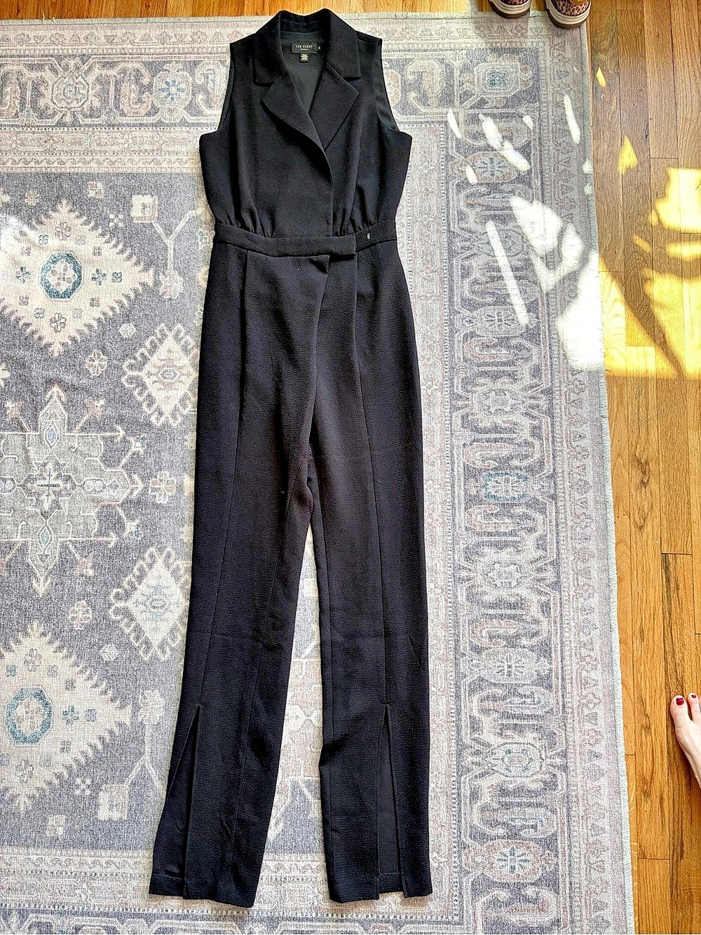 Ted Baker Monnii Split-Hem Woven Blazer Jumpsuit Black Size 0